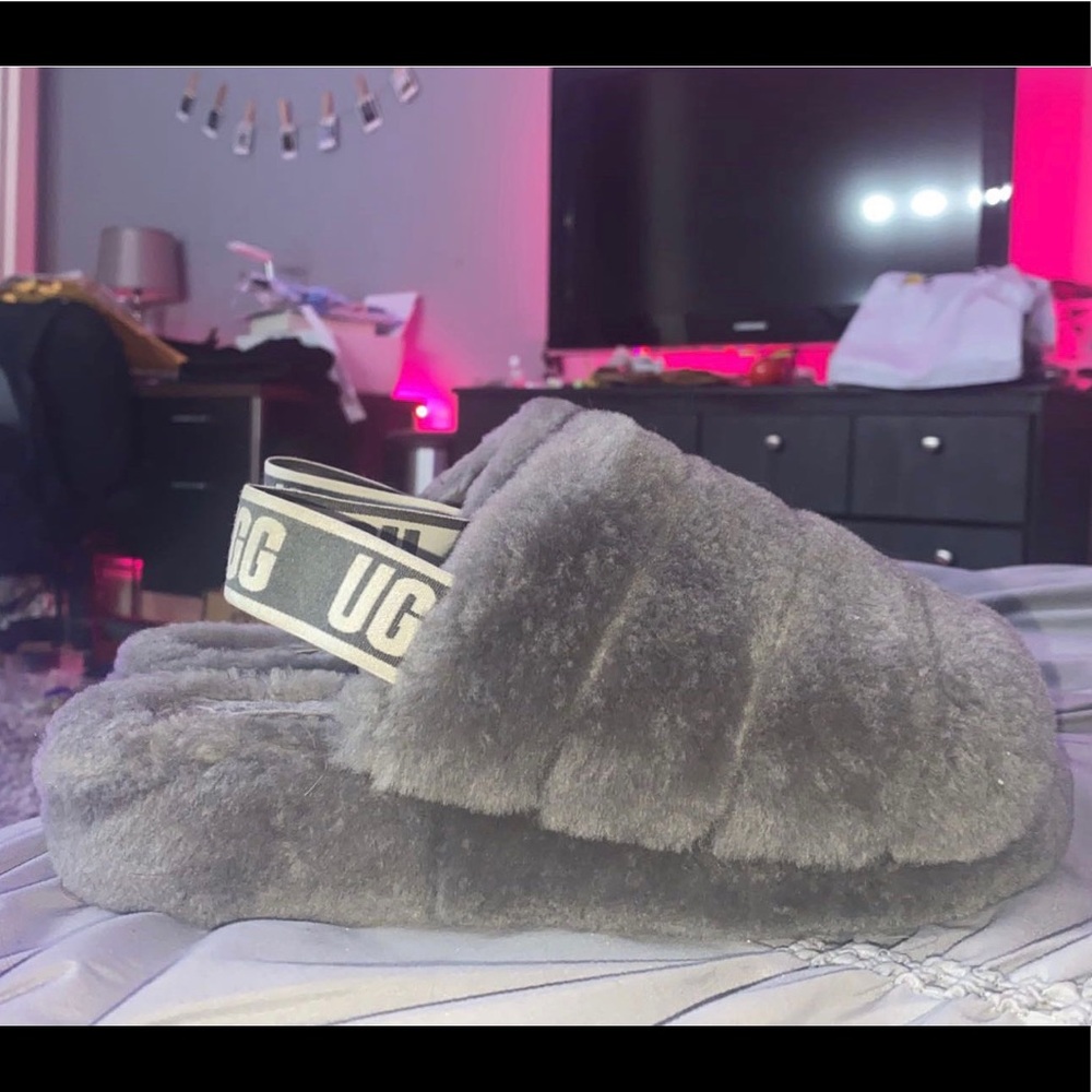 ugg fluff yeah grey slippers sz 8